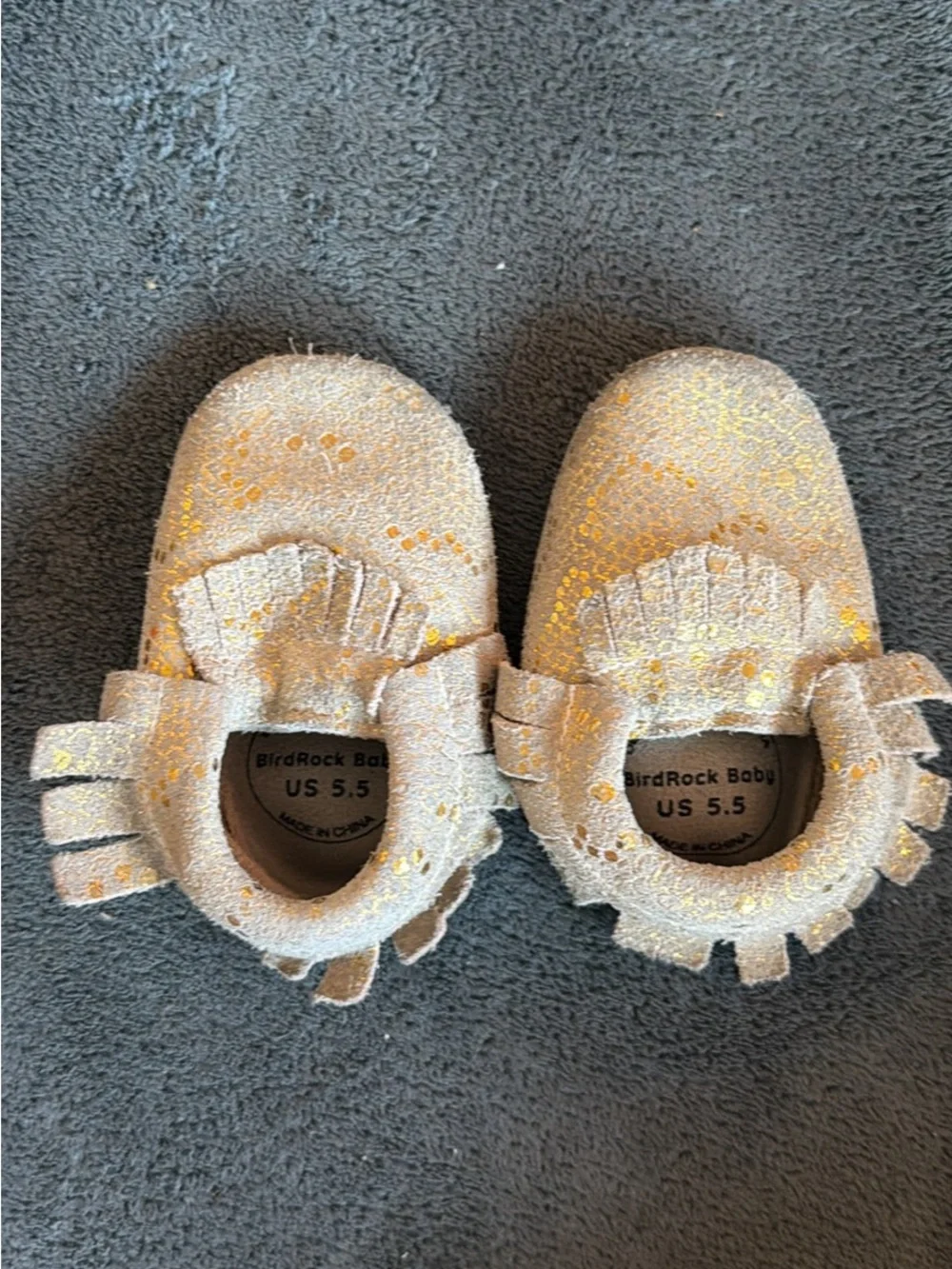 BirdRock Baby Gold Glitter Moccasin Shoes - Kids